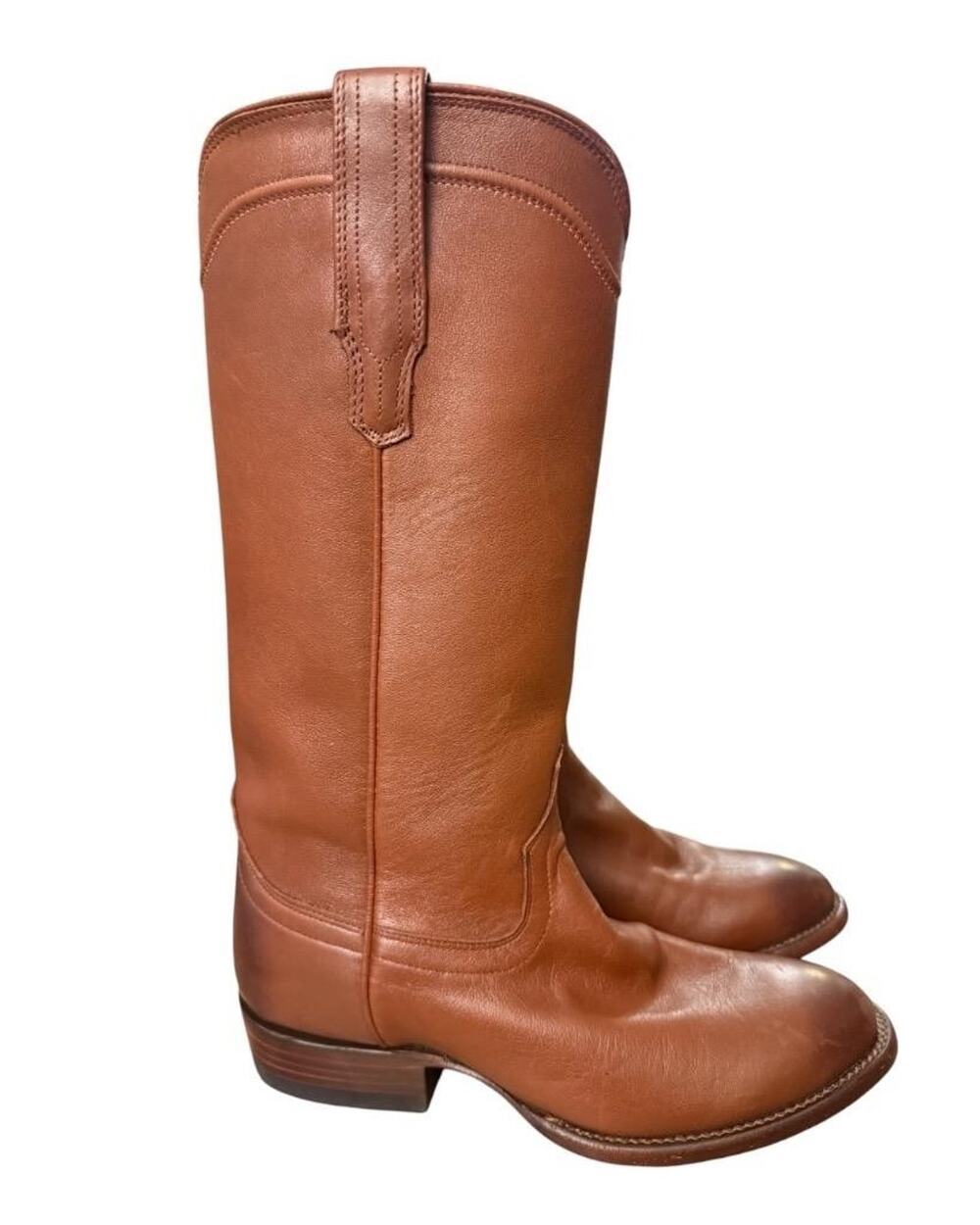 Tecovas The Harper Bourbon Leather Cowboy Boots Tall Roper Round Toe Women 7 B